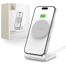 Baltas belaidis pakrovėjas "TECH-PROTECT QI15W-A38 MAGNETIC MAGSAFE WIRELESS CHARGER"