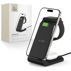 Juodas belaidis pakrovėjas "TECH-PROTECT QI15W-A36 3IN1 WIRELESS CHARGER FOR APPLE"