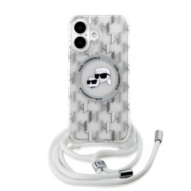 Skaidrus dėklas Karl Lagerfeld IML Monogram Crossbody K&CH Heads MagSafe telefonui Apple iPhone 16