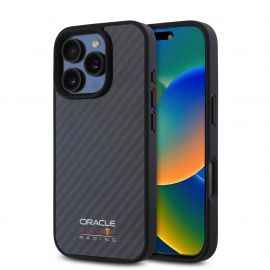 Juodas dėklas Apple Iphone 16 Pro "Red Bull Carbon Shiny Logo MagSafe"