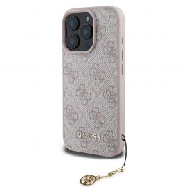 Rausvas originalus dėklas Guess 4G Charms telefonui Apple Iphone 16 Pro Max