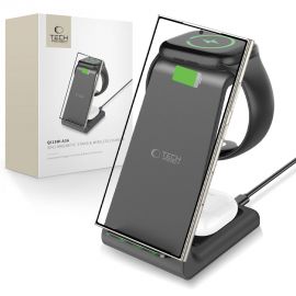 Juodas belaidis pakrovėjas "TECH-PROTECT QI15W-A36 3IN1 WIRELESS CHARGER FOR ANDROID"