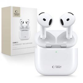 Baltos belaidės ausinės "TECH-PROTECT ULTRABOOST TWS EARPHONE CORE 2"