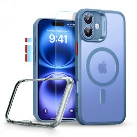 Mėlynas dėklas su apsauginiu stiklu Apple Iphone 16 "Esr Classic Set Halolock Magsafe"