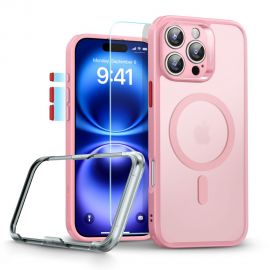 Rožinis dėklas su apsauginiu stiklu Apple Iphone 16 Pro Max "Esr Classic Set Halolock Magsafe"