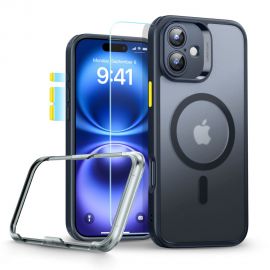 Juodas dėklas su apsauginiu stiklu Apple Iphone 16 "Esr Classic Set Halolock Magsafe"