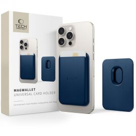 Tamsiai mėlynas magnetinis dėklas kortelėms "TECH-PROTECT MAGWALLET MAGSAFE UNIVERSAL MAGNETIC"