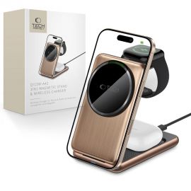 Auksinis belaidis pakrovėjas "TECH-PROTECT QI15W-A42 3IN1 MAGNETIC MAGSAFE WIRELESS CHARGER"