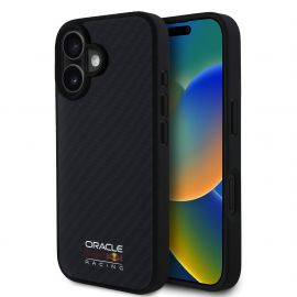 Juodas dėklas Apple Iphone 16 "Red Bull Carbon Shiny Logo MagSafe"