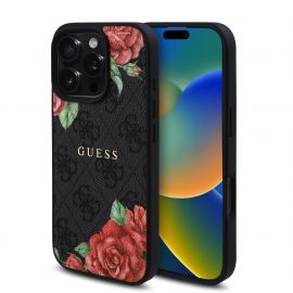 Juodas dėklas Apple Iphone 16 Pro "Guess PU Leather 4G Roses MagSafe"