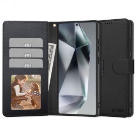Juodas atverčiamas dėklas Samsung Galaxy S25 Plus "Tech-Protect Wallet"