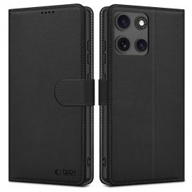 Juodas atverčiamas dėklas Motorola Moto G15 / G15 Power "Tech-Protect Wallet"