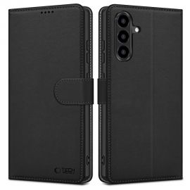 Juodas matinis atverčiamas dėklas Samsung Galaxy A36 5G "Tech-Protect Wallet"