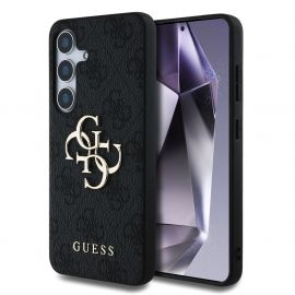 Pilkas originalus dėklas Guess PU 4G Metal Logo telefonui Samsung Galaxy S25