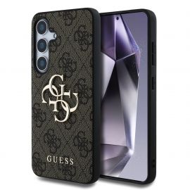 Rudas originalus dėklas Guess PU 4G Metal Logo telefonui Samsung Galaxy S25