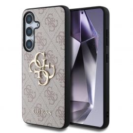 Rausvas originalus dėklas Guess PU 4G Metal Logo telefonui Samsung Galaxy S25