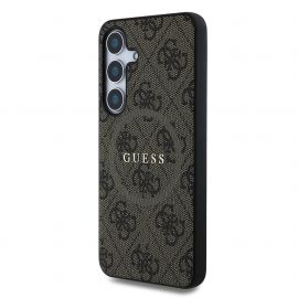Rudas dėklas Guess PU Leather 4G Colored Ring MagSafe telefonui Samsung Galaxy S25