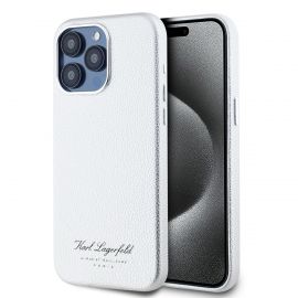 Pilkas dėklas Karl Lagerfeld Grained PU Hotel RSG telefonui Apple iPhone 15 Pro