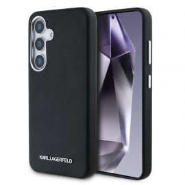 Juodas dėklas Karl Lagerfeld PU Saffiano Metal Logo and Frame telefonui Samsung Galaxy S25 Plus