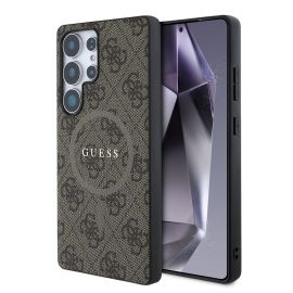 Rudas dėklas Guess PU Leather 4G Colored Ring MagSafe telefonui Samsung Galaxy S25 Ultra