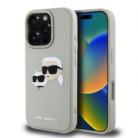 Beige dėklas Karl Lagerfeld 3D Rubber Double Heads telefonui Apple iPhone 16 Pro