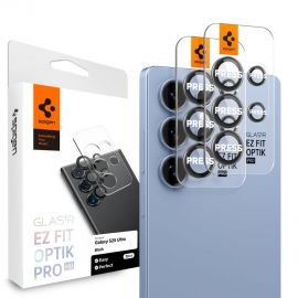 Juodas apsauginis stiklas galiniai kamerai Samsung Galaxy S25 Ultra "Spigen Optik TR Ez Fit 2Pack"