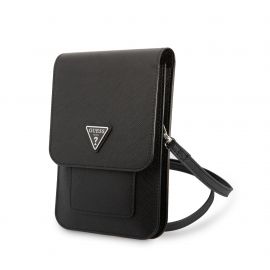 Juodas krepšys Guess PU Saffiano Triangle Logo Phone Bag