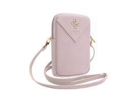 Rausvas krepšys Guess PU Grained 4G Metal Logo Wallet Phone Bag Zipper