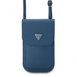 Mėlynas telefono krepšys Guess PU Grained Triangle Logo Phone Bag