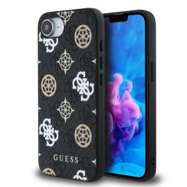 Juodas dėklas Guess PU 4G Peony MagSafe telefonui Apple Iphone 16e