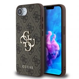 Rudas originalus dėklas Guess PU 4G Metal Logo telefonui Apple Iphone 16e