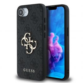 Pilkas originalus dėklas Guess PU 4G Metal Logo telefonui Apple Iphone 16e