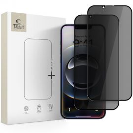 Juodas apsauginis ekrano stikliukas Apple Iphone 16e "TECH-PROTECT GLASS SPY + 2-PACK"