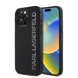 Juodas dėklas Karl Lagerfeld 3D Rubber Glitter Logo Karl telefonui Apple Iphone 15 Pro Max