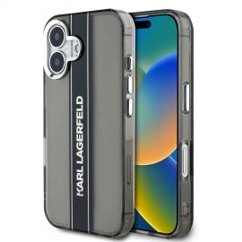 Juodas dėklas telefonui Apple Iphone 16 "Karl Lagerfeld IML Stripe Logo"