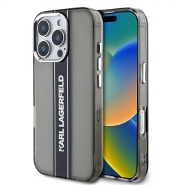 Juodas dėklas telefonui Apple Iphone 16 Pro "Karl Lagerfeld IML Stripe Logo"
