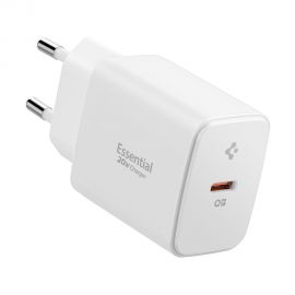 Baltas buitinis pakrovėjas " SPIGEN ESSENTIAL EE201EU 1-PORT NETWORK CHARGER 20W"