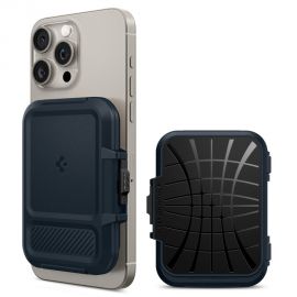 Metalos spalvos magnetinis laikiklis "SPIGEN LOCK FIT MAGSAFE UNIVERSAL MAGNETIC CARD HOLDER METAL SLATE"