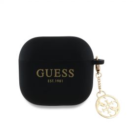 Juodas dėklas Airpods 4 "Guess 4G Charm Silicone"
