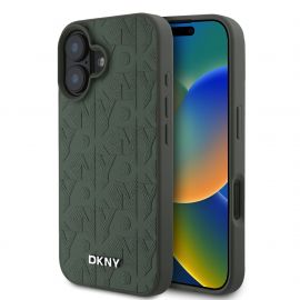 Žalias dėklas telefonui Apple Iphone 16 "DKNY PU Leather Grid Pattern Magsafe"
