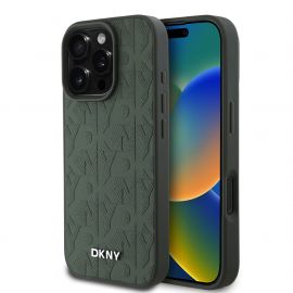 Žalias dėklas telefonui Apple Iphone 16 Pro Max "DKNY PU Leather Grid Pattern Magsafe"