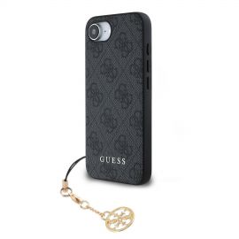 Pilkas originalus dėklas Guess 4G Charm telefonui Apple Iphone 16E