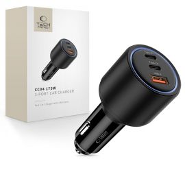 Juodas automobilinis įkroviklis TECH-PROTECT CC04 3-PORT CAR CHARGER PD175W