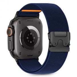 Tamsiai mėlyna apyrankė Apple Watch 6 / 7 / 8 / 9 / 10 / SE / Ultra 1 / 2 (44 / 45 / 46 / 49mm) "Tech-Protect Nylon Clasp"