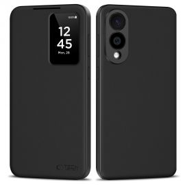 Juodas matinis atverčiamas dėklas Samsung Galaxy S25 Edge "Tech-Protect Smart Wallet"