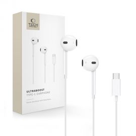Baltos laidinės ausinės "TECH-PROTECT ULTRABOOST TYPE-C EARPHONE CORE"