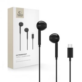 Juodos laidinės ausinės "TECH-PROTECT ULTRABOOST TYPE-C EARPHONE CORE"