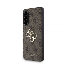 Rudas originalus dėklas Guess PU 4G Metal Logo telefonui Samsung Galaxy A36