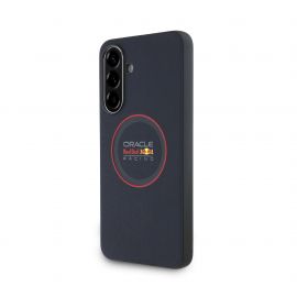 Tamsiai mėlynas dėklas Samsung Galaxy A36 "Red Bull PU Leather Red Ring"