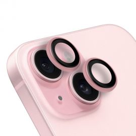 Rožinis apsauginis stiklas galiniai kamerai Apple iPhone 15 / 15 Plus "OBAL:ME Lens Protector"